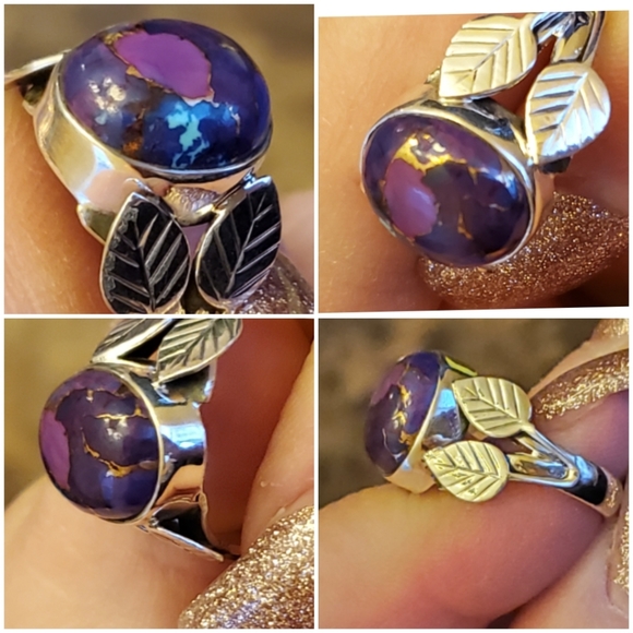 Genuine Purple Copper Turquoise Tropical Ring 7 - Picture 4 of 6